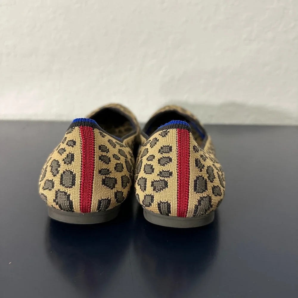 Rothy's The Flat Spotted Leopard Round Toe Ballet Flats Women's 7.5 Animal Print